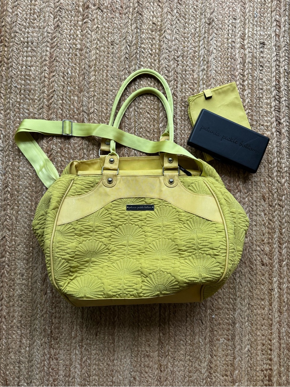 Petunia pickle, bottom wistful weekender 
Overnight bag/diaper bag - chartreuse